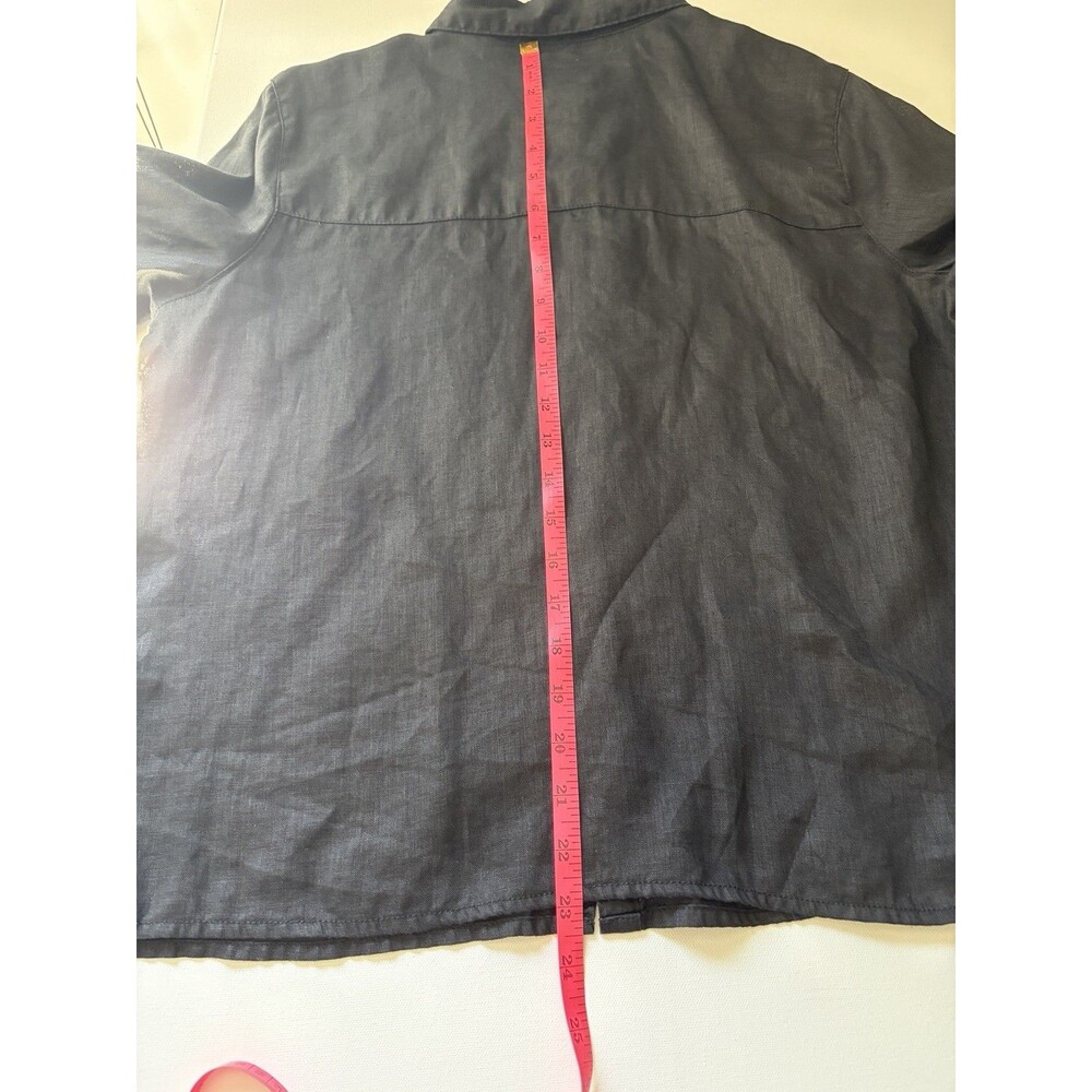 Sigrid Olsen Wmn Large Black 100% Linen Shirt Lagenlook Boho Boxy Button Down - Picture 8 of 8